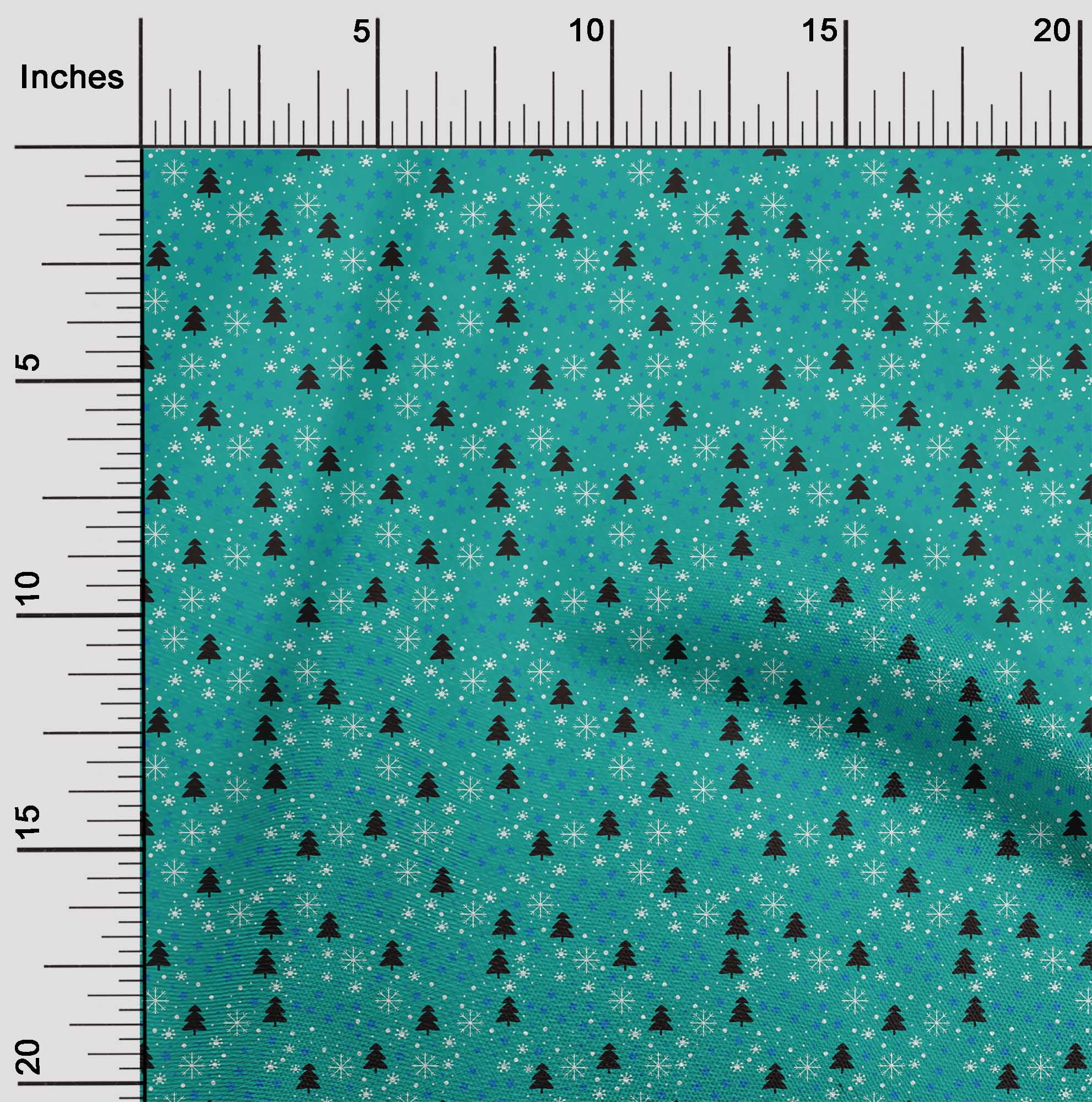 oneOone Cotton Flex Teal Green Fabric Merry Christmas Fabric For Sewing Printed Craft Fabric By The Yard 40 Inch Wide