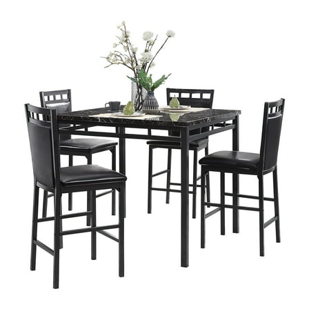 OakvillePark Scottsbluff 5-Piece Pack Counter Height Dinette Set, Black
