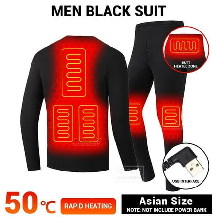

Spostyle Men s USB Heated Underwear Cotton Warm Smart Electric Clothes Thermal Underwear Carbon Fiber Heating Underwear Electric Heated Cloth (10000mAH Power Supply Optional) For Gifts