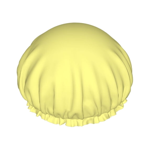 YFYANG Women's Double Waterproof Shower Cap, Yellow Reusable Hair Cap for All Hair Styles and Head Sizes