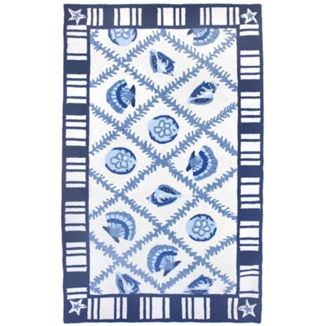 Home Fires AR-HF034E 5 ft. x 7 ft. Navy Indoor Hand Hooked Area Rug - Blue