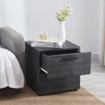 thumbnail image 3 of Virtu 2 Pack Black Nightstands, Wood Bedroom Bedside Table with 2 Drawers, Living Room Side Table, 3 of 8