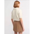thumbnail image 2 of Shirt Collar Buttoned Short Sleeve Fluffy Sweater, 2 of 4