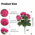 thumbnail image 3 of BAKIBO 2 Pcs Artificial Geraniums Outdoor Silk Flowers Rose Red Artificial Geranium Bush Faux Flowers Red Geraniums for Floral Home Decor Indoor Garden Patio Grave Cemetary Vase Table Centerpiece, 3 of 8