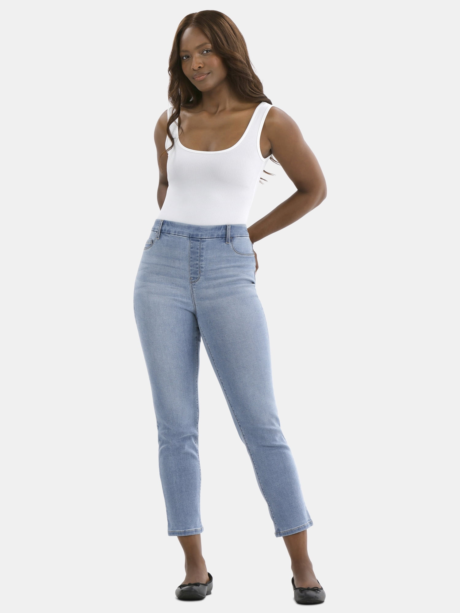 Time and Tru Women's High Rise Straight Leg Denim Jegging, 27.5" Inseam, Sizes XS-XXXL