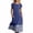 Blue, variant on 2026 Summer Womens Dress Button Front Short Sleeve Shift Midi Dress with Satin Stripe Hem & Side Pockets