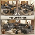 thumbnail image 4 of Vcatnet 130.7" Modular Sectional Sofa Couch Corduroy L Shaped Oversized Modern Minimalist Cloud Couch with Deep Seat and Ottoman for Living Room, 6 Seat, Gray, 4 of 11
