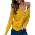 thumbnail image 3 of UKAP Ladies Knit Cardigan Long Sleeve Knitted Sweaters Winter Warm Sweater Basic Chic Tops Yellow S, 3 of 6