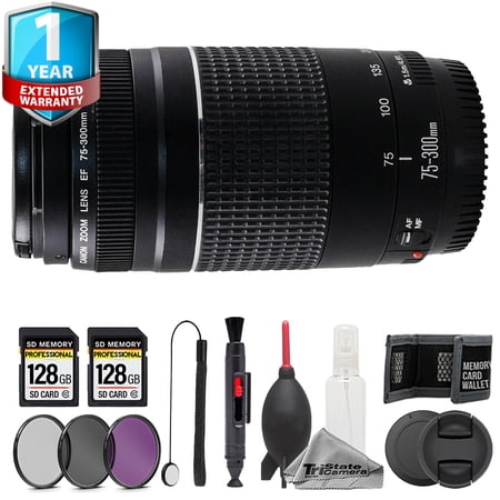 Canon EF 75-300mm f/4.0-5.6 III AF Telephoto Lens - 11pc 256GB Memory Care Bundle + 1 Yr Warranty (International Version)