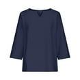 thumbnail image 4 of Hauts pour Femmes Manches Longues Tunique en Coton Lin Blouse Décontractée Coupe Ample Chemises, 4 of 6