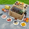 thumbnail image 2 of Luxury Picnic Basket, Wicker Picnic Basket Set for 4, Picnic Basket with Blanket & Portable Table for Camping and Outdoor Party - Gray, 2 of 9