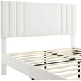 thumbnail image 6 of AENKYO Full Size Platform Bed Frame with Leather Upholstered Headboard, White, 6 of 7