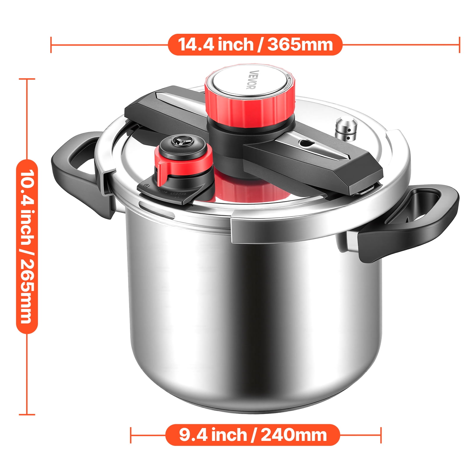 VEVOR Pressure Cooker, 8Qt Pressure Cooker Stainless Steel, Pressures Canner with Steaming Rack, Tempered Glass Lid, Three Pressures Settings for Meat, Beans, Rice, Soup, Sauces, Cook up to 100 kPa