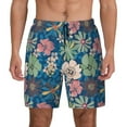thumbnail image 2 of Picia Colorful Flowers pattern Mens Swim Trunks with Compression Liner Stretch Beach Shorts Quick Dry with Zipper Pockets No-Chafing Board Shorts-, 2 of 9