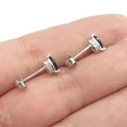 thumbnail image 2 of New Jewels 14K White Gold Plated 2Ct Pear Cut Lab Created Blue Sapphire Stud Earrings, 2 of 2