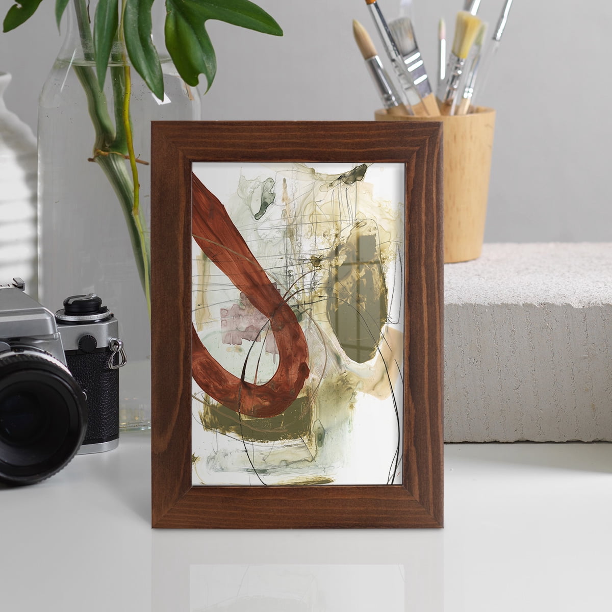 Rusted Loops I - Framed Print w/glass - Chestnut