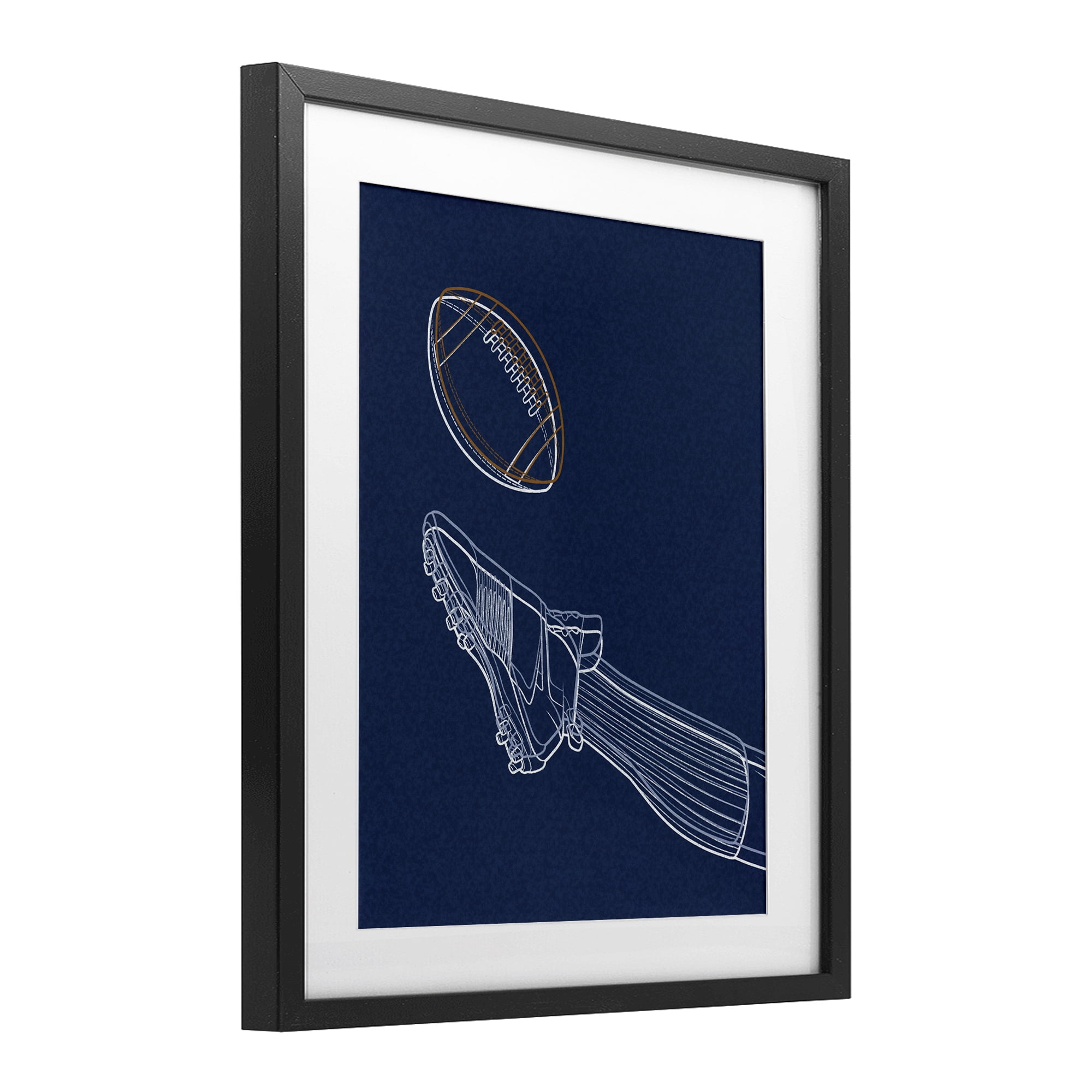 Stupell Industries Football Lines Contour Black Framed Print Under Glass, design by Marcus Prime