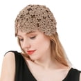 thumbnail image 2 of Nvzi Light Blue Flower Knitted Hat -2 pieces, hand woven flower pattern hollow design knitted hat, suitable for beach and vacation, party dressing, 2 of 4