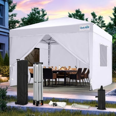 Quictent 10x10ft Pop up Canopy Tent with Sidewalls and Roll-up Ventilated Windows, Outdoor Commercial Gazebo Shelter, White