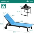 thumbnail image 3 of 2 Pcs Chaises Longues de Patio avec Table d'Appoint, Chaises Longues de Piscine d'Extérieur à 5 Positions Réglables, Bleu, 3 of 7