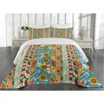 thumbnail image 2 of Ambesonne Striped Quilted Coverlet 3 Pcs, Patchwork Style Spring, King Size, Multicolor, 2 of 4