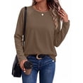 thumbnail image 3 of Ronuti Lightweight Sweatshirt for Women Fall Long Sleeve Shirts Fashion Casual Crew Neck Pullover Tops, 3 of 10