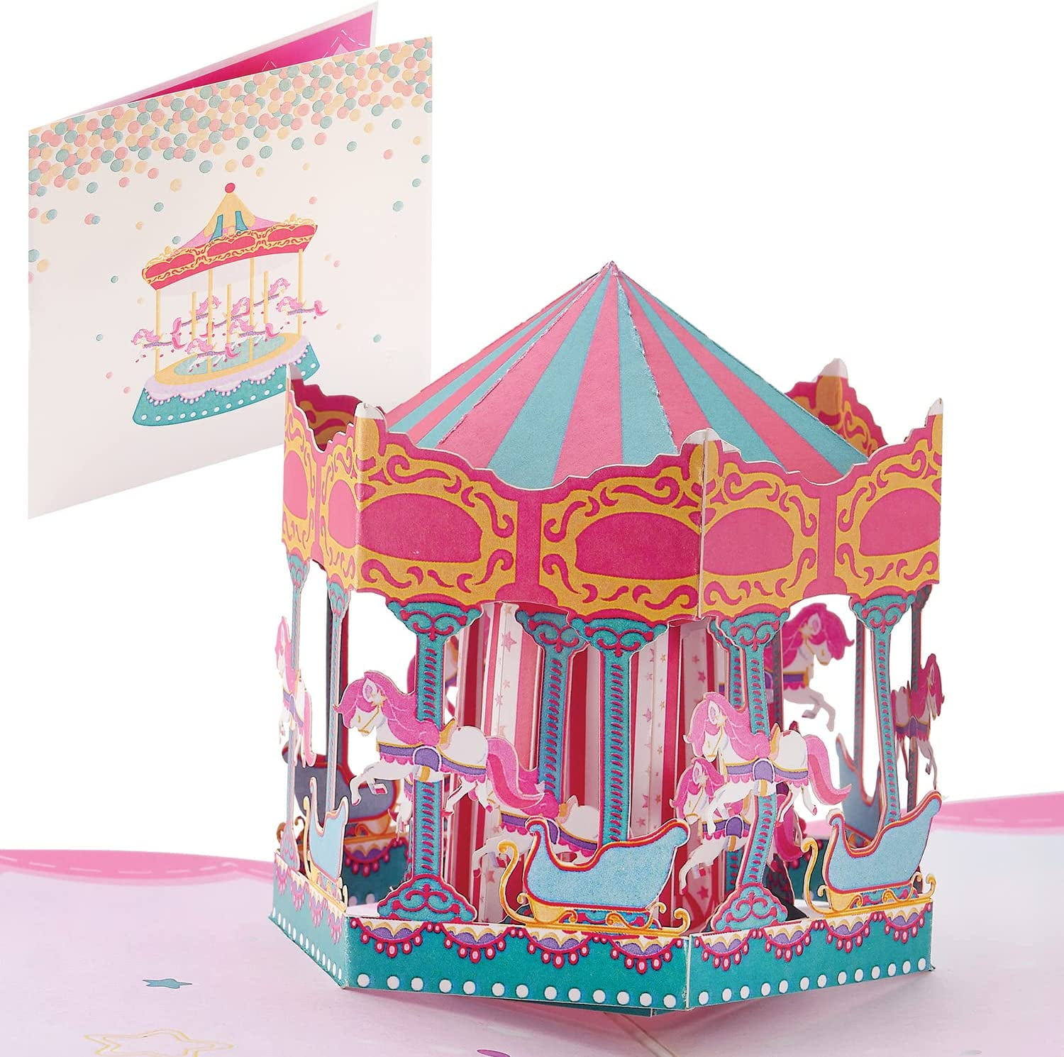 IOYOUNOW Birthday Carousel Pop Up Card – 5x7 Inch Unicorn Filled ...