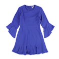 thumbnail image 1 of Vestido liso con volantes bar III para mujer azul 2, 1 of 2