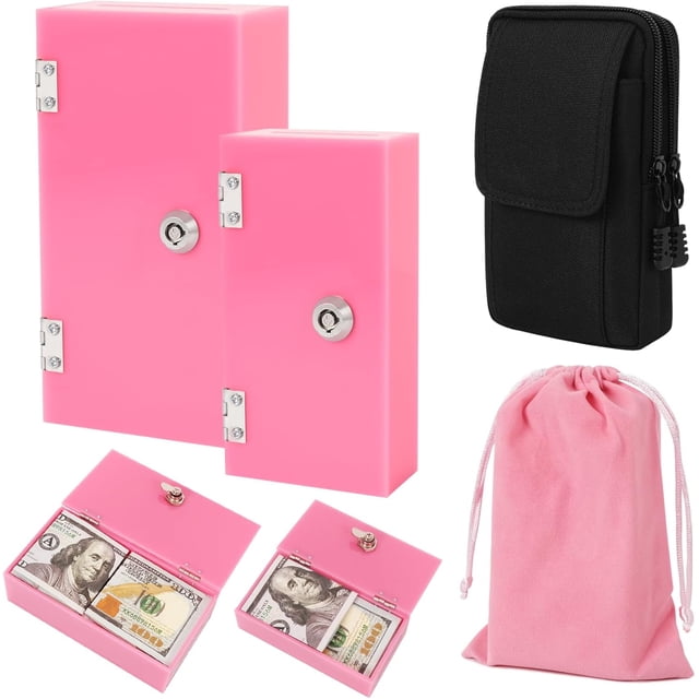 Extra Large Acrylic Box Winners Bank with Keys Slot Storage Waist Bag Portable Casino Cash Money Lock Box for Gamblers