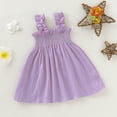 thumbnail image 4 of Fesfesfes Toddler Kids Dress Baby Girls Cute Solid Color Breathable Ruffles Elastic Band Suspenders Dress Skirt, 4 of 6