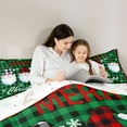 thumbnail image 5 of Homewish Cute Christmas Gnome Queen Comforter Set, Xmas Winter Snowflake Bedding Sets, Green Plaid Checkered Reversible Bedding Comforter Set, Super Cozy Room Decor, 3 Pieces, 5 of 8