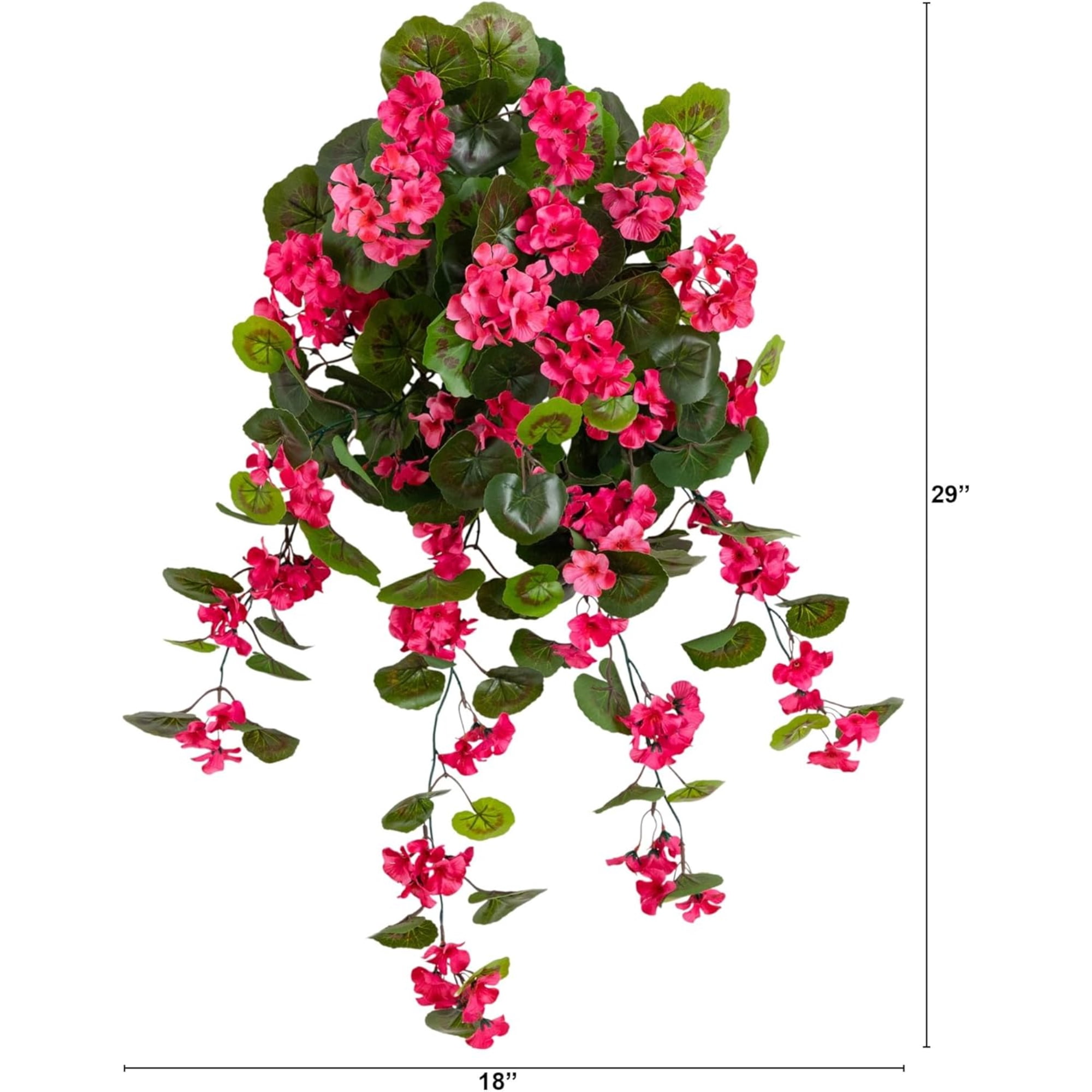 Nearly Natural UV Resistant Artificial Geranium Outdoor Hanging Plant - 29" - Set of 2 - Pink