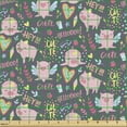 thumbnail image 2 of Ambesonne Cartoon Fabric by the Yard Upholstery, Funny Pigs Say Hello Hey, 5 Yards, Pale Pink and Grey, 2 of 5