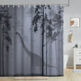 thumbnail image 2 of Forest Dinosaur Shower Curtain, Grey Misty Woodland Farmhouse Decor Jungle Wild Raptor Dino Animal Gray Shower Curtains for Bathroom Set Durable Fabric Bath with 12 Hooks, 72x72 Inch, 2 of 6
