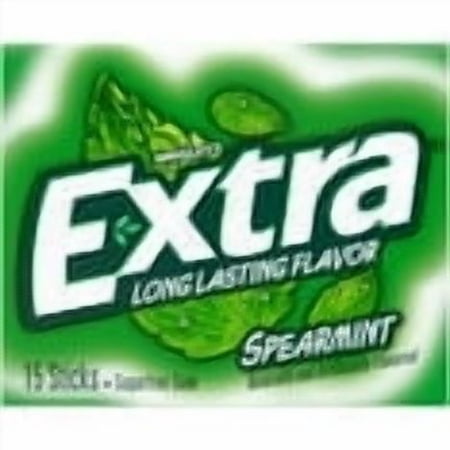 Extra Gum Spearmint Sugar Free Chewing Gum Single Pack - 15 Stick (Pack of 20)