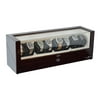 Pangaea Q840 Automatic Watch Winder - Wood Finish Mahogany with Lock and LED Accent Light - Eight Watches