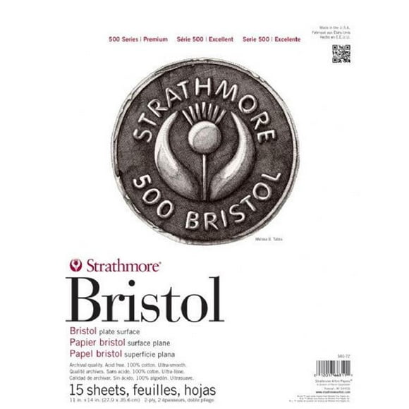 Strathmore ST580-72 11 x 14 in. 2-Ply Plate 500 Series Tape Bound Bristol Pad