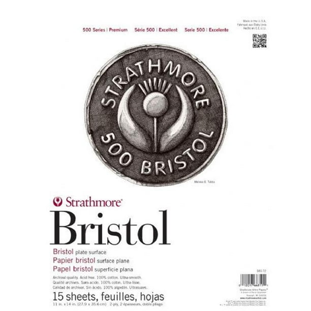 Strathmore ST580-72 11 x 14 Po Plaque de 2 Plis 500 Série Bande Attaché Bristol Pad