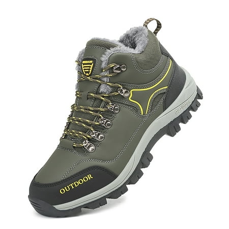 

Mens Winter Hiking Shoes Fully Fur Lined Trekking Backpacking Water Resistant Anti-Slip Casual Outdoor