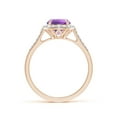thumbnail image 2 of ANGARA Natural Round 1.15 ct Amethyst Engagement Ring with Diamond Halo in 14K Rose Gold for Women (Size-7mm) | February Birthstone, Anniversary, Jewelry Gift for Women | Natural Amethyst Ring, 2 of 9