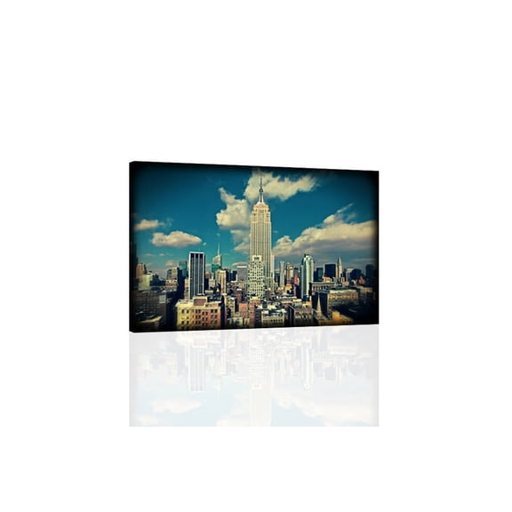 Empire State Building Vintage Cityscape Canvas Wall Art Classic Architecture Print for Home or Office Décor