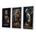 thumbnail image 3 of Designart "Glamorous Gold Cat Retro Blue" Animals Cat Framed Wall Art Set Of 3 - Blue Cat Frame Canvas Set For Living Room Decor, 3 of 6