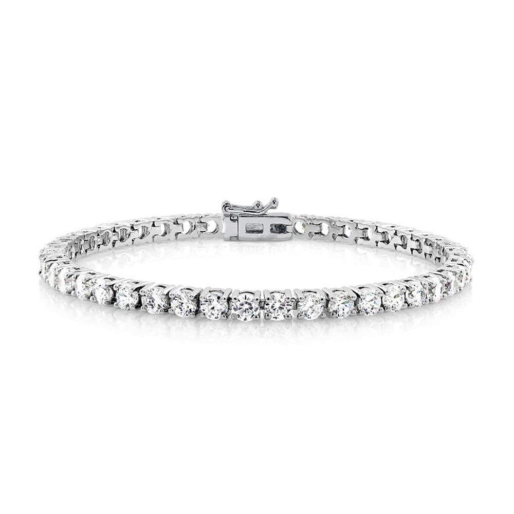 18k White Gold Plated Cubic Zirconia Round-Cut CZ Tennis Bracelet by Orrous & Co. 11.70 cttw, 7.25 inches - 8.25 inches