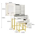 thumbnail image 2 of Makeup Vanity Desk with Mirror and Lights, Dressing Table with Sliding LED Lighted Mirror, Charging Ports, 4 Drawers, Hidden Storage & Hair Dryer Holder, 2 of 7