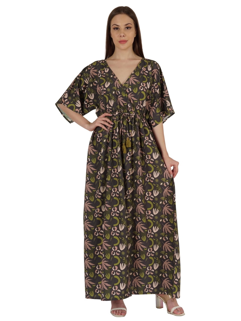 casual kimono maxi dress Baltic Born Womens Florina Kimono Maxi Dress | White + Blue