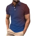 thumbnail image 2 of DayScoop Mens T-Shirt Big & Tall T Shirt Summer Short Sleeve Gradient Color Fashion Casual Print Half Buttoned Open Close Turndown Collar Tops Plus Size, 2 of 5