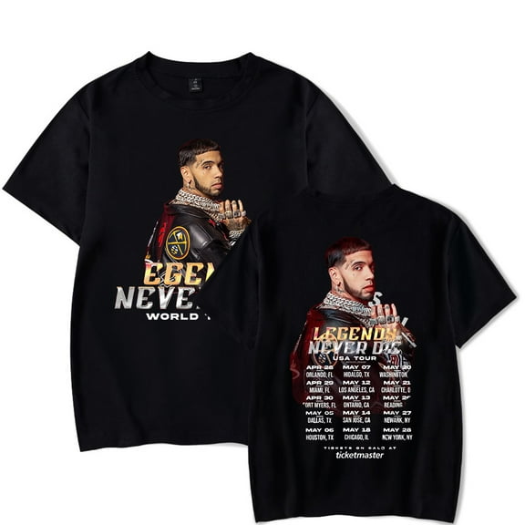 Anuel AA T-shirt Merch EGENDS NEVER DIE WORLD TOUR pop graphics print Crewneck Unisex Trend Casual Short Sleeve TShirt Top