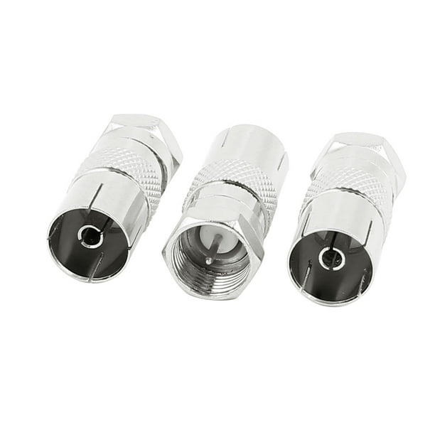 3 Pcs Adaptador Conector Coaxial de Antena RF de TV de PAL Hembra a F Macho CATV FM