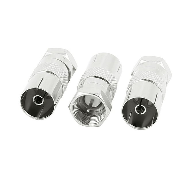 3 Pcs Adaptador Conector Coaxial de Antena RF de TV de PAL Hembra a F Macho CATV FM