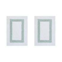 Better Trends 2 Piece Bathroom Rugs Set 100% Cotton Water Absorbent & Reversible Extra Soft Tufted Bath Rug, Machine Washable for Bathroom Floor Decor, 17" x 24" Hotel Collection - White/Blue